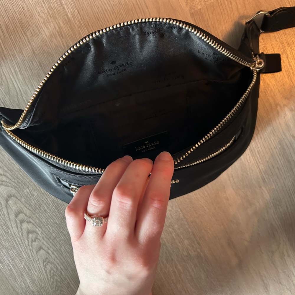 Kate Spade Black Belt Bag with Adjustable Strap and Gold Logo - Picture 2 of 3